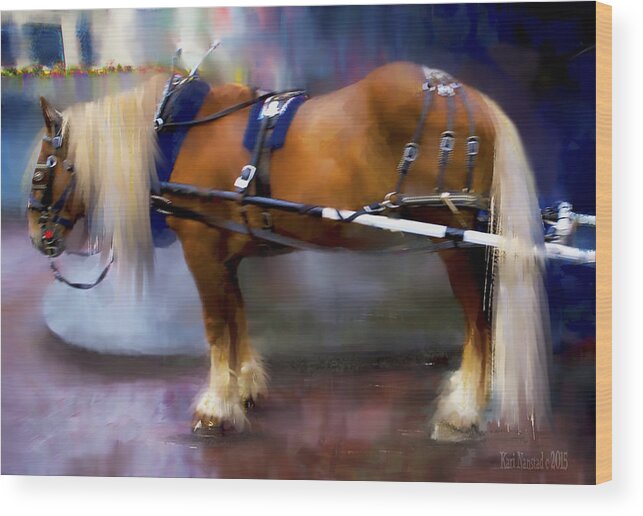 Digital Painting Wood Print featuring the digital art Seattle Carriage Horse by Kari Nanstad