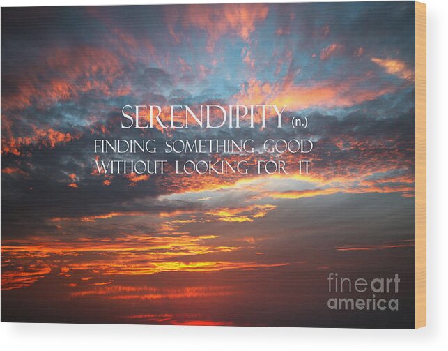 Sunset Wood Print featuring the photograph Serendipity by Sylvia Cook
