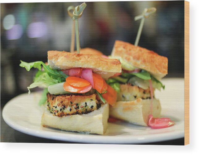 Wasabi Wood Print featuring the photograph Sesame Tofu Sliders by Thanks For Taking Your Time To Look. Sher Yip