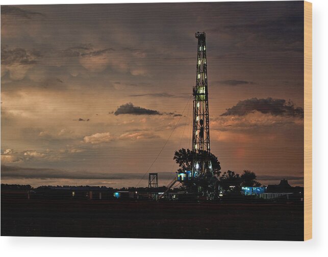 oil Field Wood Print featuring the photograph Shade Tree by Jonas Wingfield