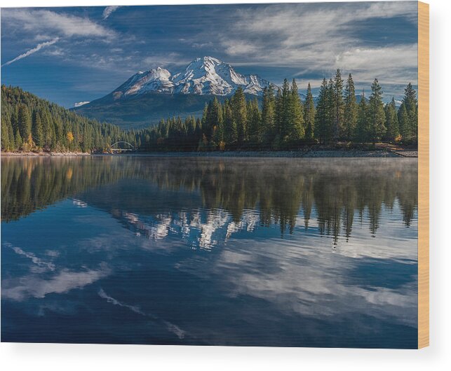 Mount Shasta Wood Print featuring the photograph Shasta and Lake Siskiyou by Greg Nyquist