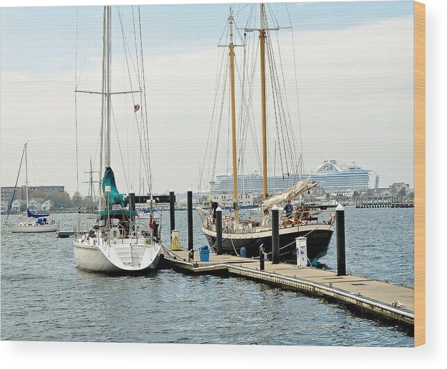 Newport Wood Print featuring the photograph Ships in Newport Harbor by Mitchell R Grosky