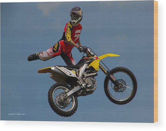 Motorcycle Wood Print featuring the photograph Sky Rider 6 by Aleksander Rotner