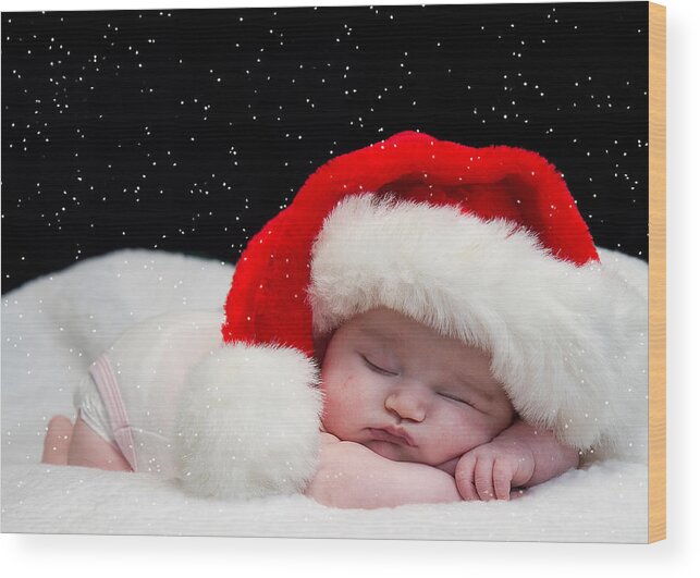  Wood Print featuring the photograph Sleepy Santa Baby by Trudy Wilkerson