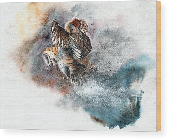 Owl Wood Print featuring the painting Snow Patrol by Peter Williams