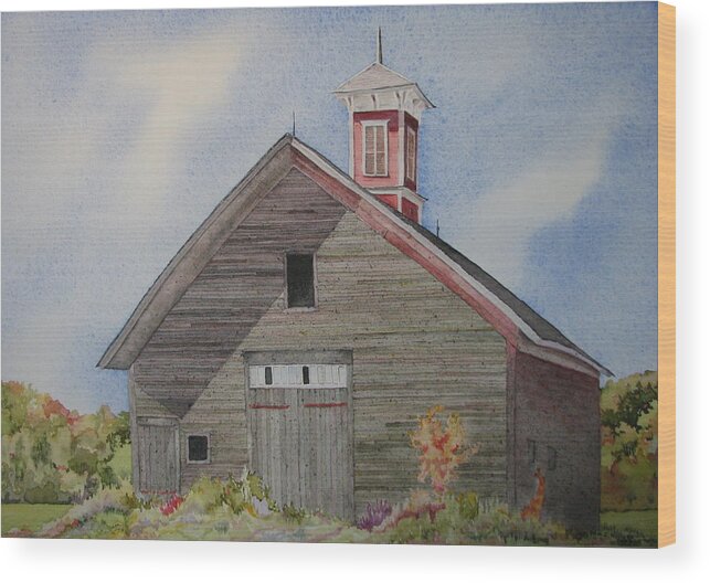 Farm Building Wood Print featuring the painting Soon to be Forgotten by Mary Ellen Mueller Legault