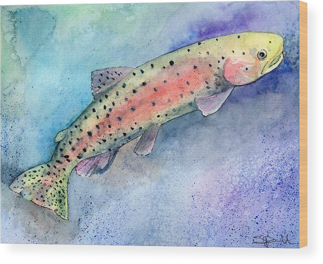 Trout Wood Print featuring the painting Spotted Trout by Sean Parnell
