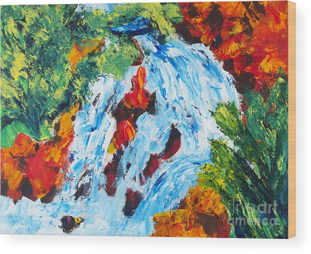 Trees Wood Print featuring the painting Spring Runoff Two by Walt Brodis