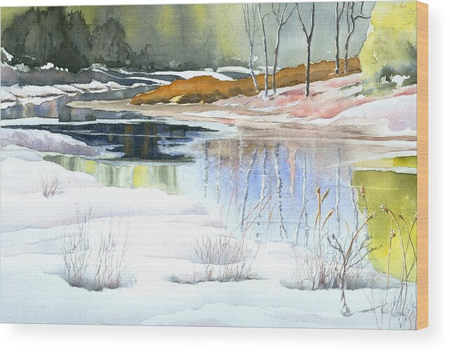 Jo Appleby Wood Print featuring the painting Spring Run-off at Willow Creek by Jo Appleby