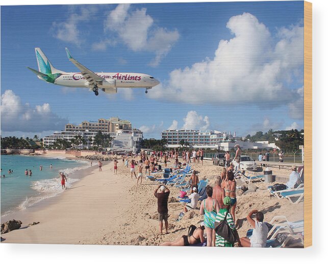 Airplane Wood Print featuring the photograph St. Maarten by Kathryn McBride