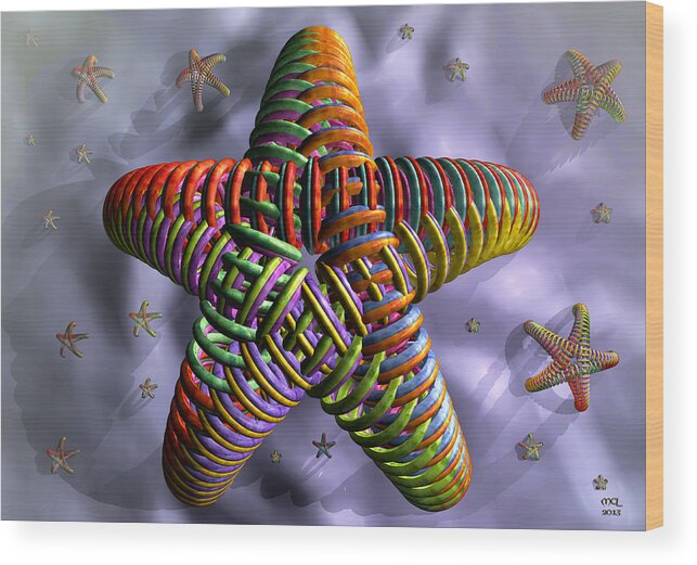 Abstract Wood Print featuring the digital art Starfish by Manny Lorenzo