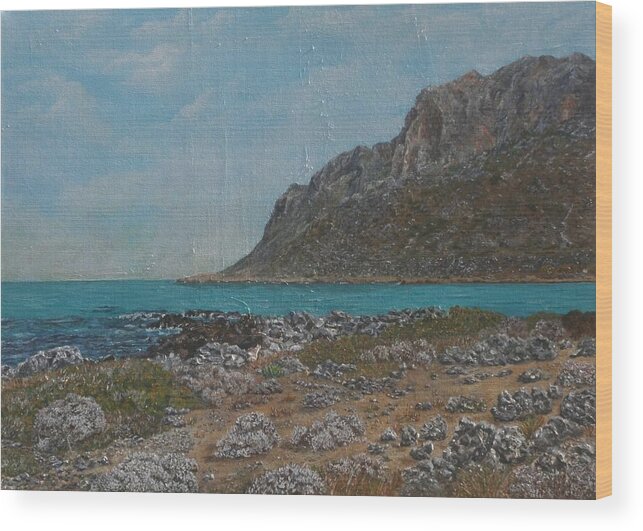 Stavros Wood Print featuring the painting Stavros Akrotiri by David Capon