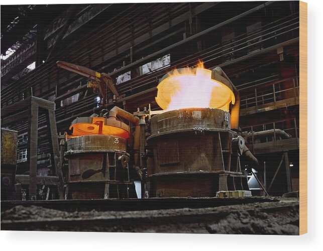 Blast Furnaces Wood Print featuring the photograph Steel Industry in Smederevo. Serbia by Juan Carlos Ferro Duque