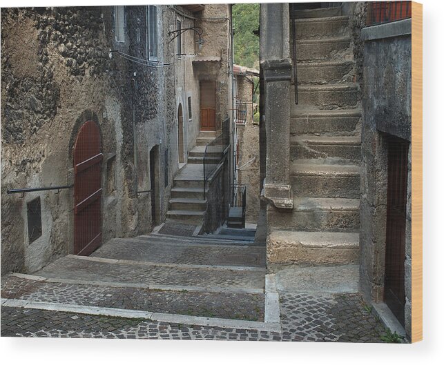 Steps Wood Print featuring the photograph Steps Scanno Abruzzo by Jerry Daniel