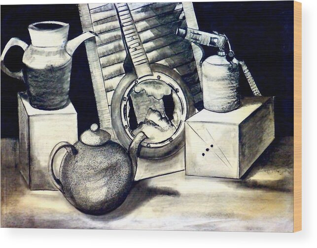 Still Life Wood Print featuring the drawing Still Life by Susan Robinson