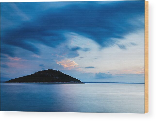 Croatia Wood Print featuring the photograph Storm moving in over Veli Osir Island at sunrise by Ian Middleton