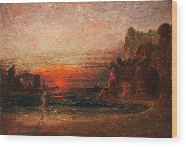 Francis Danby Wood Print featuring the painting Study for Calypso's Grotto by Francis Danby