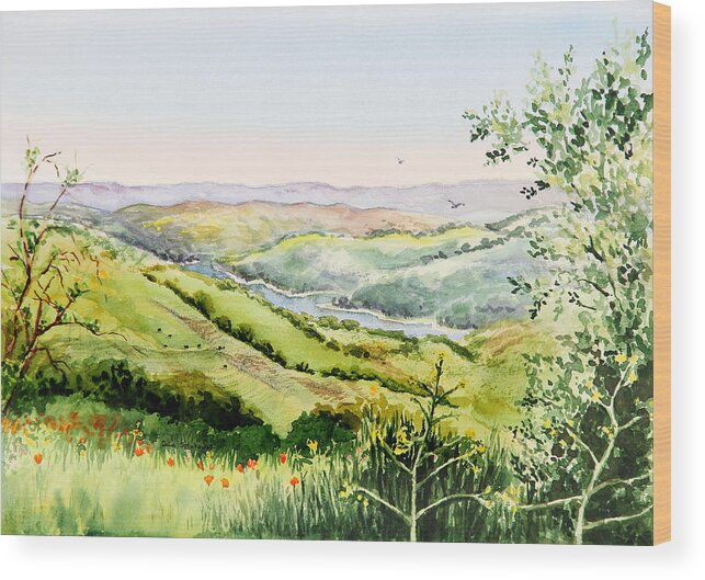 Inspiration Wood Print featuring the painting Summer Landscape Inspiration Point Orinda California by Irina Sztukowski