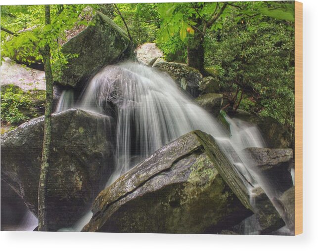 Waterfall Wood Print featuring the photograph Summer On The Rocks by Chris Berrier