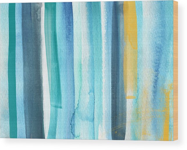 Water Wood Print featuring the painting Summer Surf- Abstract Painting by Linda Woods
