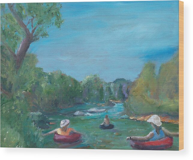 River Wood Print featuring the painting Summertime Float by Susan Esbensen