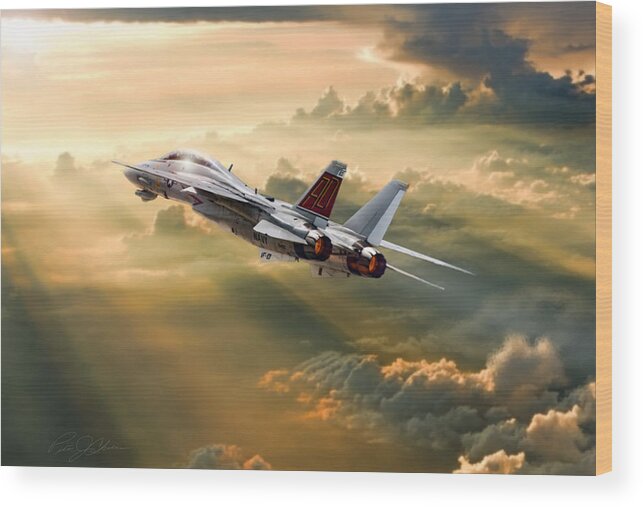 Aviation Wood Print featuring the digital art Sun Catcher Tomcat by Peter Chilelli