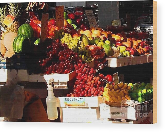 Fruitstand Wood Print featuring the photograph Sun on Fruit Close up by Miriam Danar