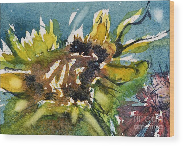Sunflower Wood Print featuring the painting Sunflower by Judith Levins