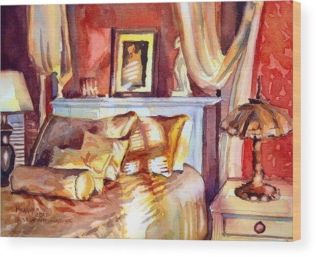 Bed Spread Wood Print featuring the painting Sunlit Gold by Spencer Meagher