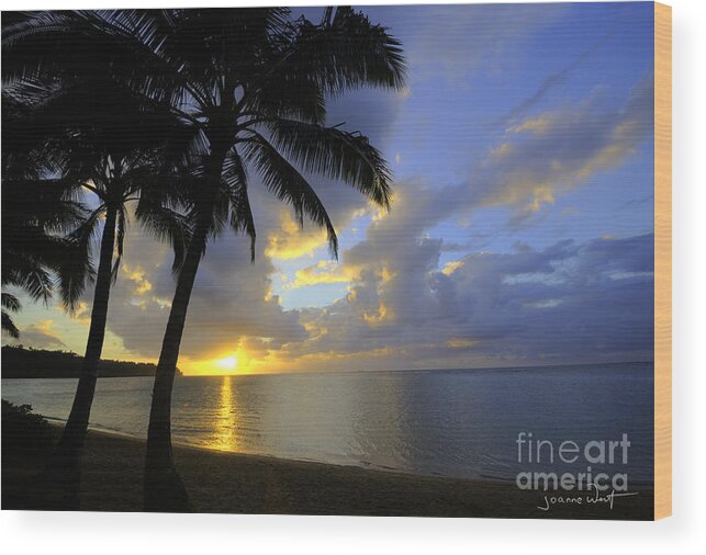 Kauai Wood Print featuring the photograph Sunset Anini Beach Kauai by Joanne West