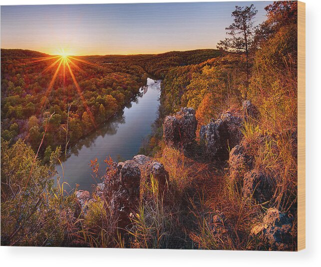 Ozark Wood Print featuring the photograph Sunset At Paint-Rock Bluff by Robert Charity