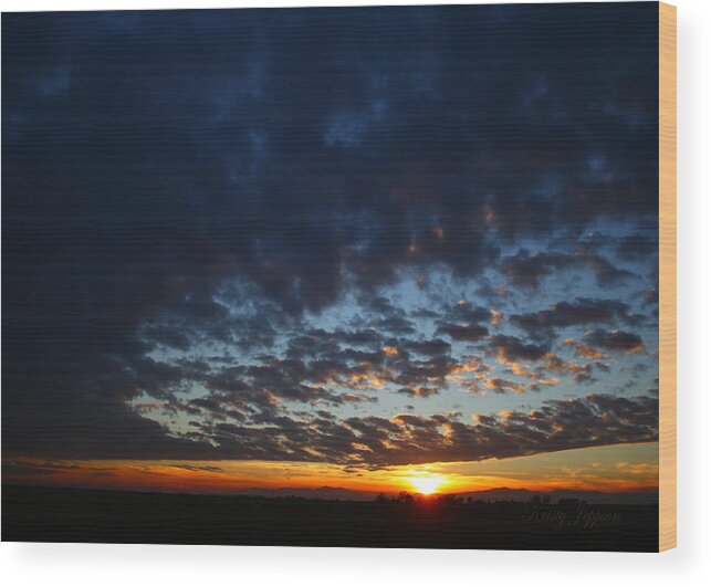 Blue Wood Print featuring the photograph Sunset in Blue by Kristy Jeppson