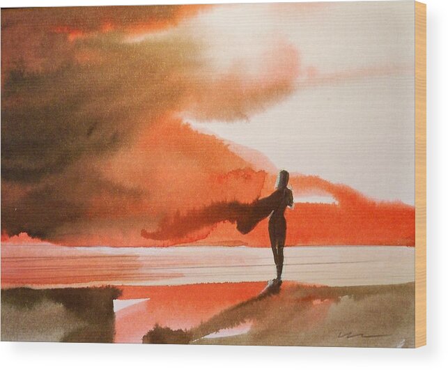 Water Travel Fantasy People Beach Evening Wood Print featuring the painting Suva by Ed Heaton