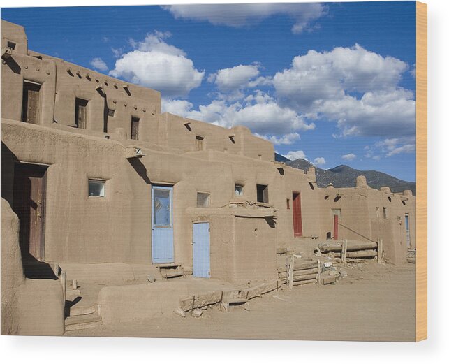 Architecture Wood Print featuring the photograph Taos Pueblo by Elvira Butler