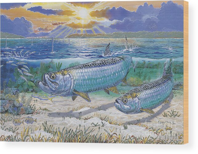Tarpon Wood Print featuring the painting Tarpon cut In0011 by Carey Chen