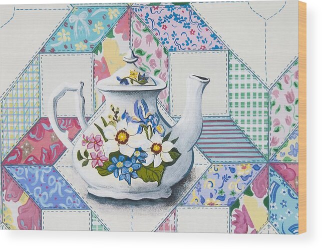Pullouts Wood Print featuring the painting Tea Time by Jennifer Lake