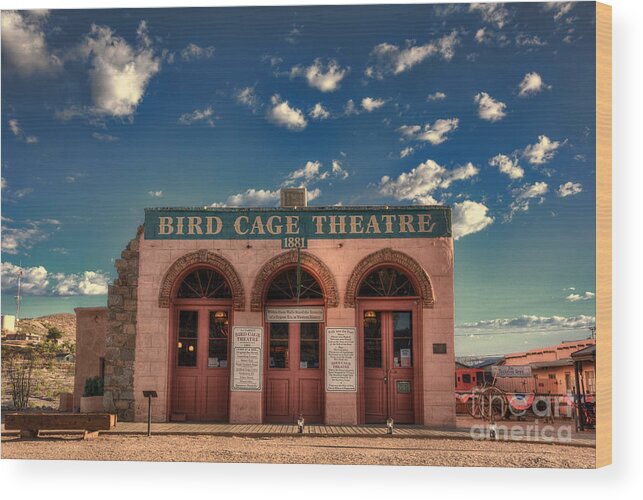 Bird Wood Print featuring the photograph The Bird Cage Theatre by Eddie Yerkish