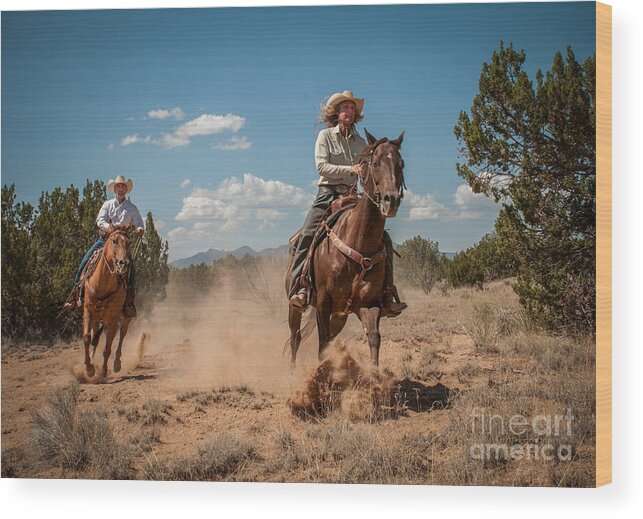 Cowboys Wood Print featuring the photograph The Chase by Sherry Davis