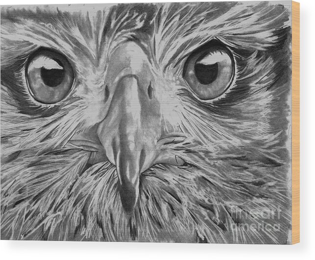 Graphite Wood Print featuring the drawing The Eyes Are On You by Bill Richards