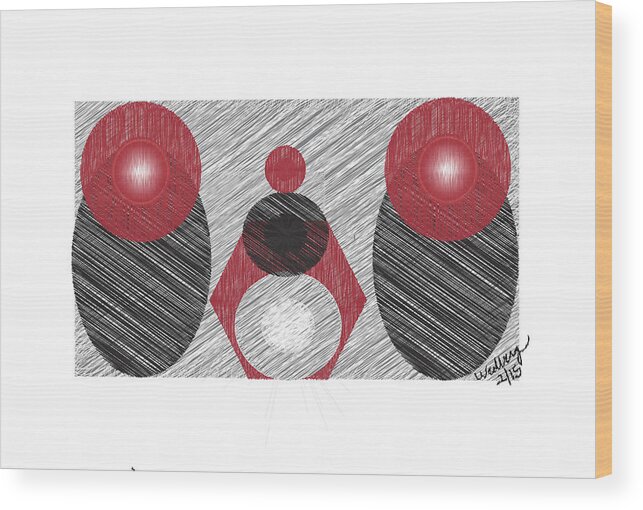 Abstract Wood Print featuring the painting The Family by Christina Wedberg