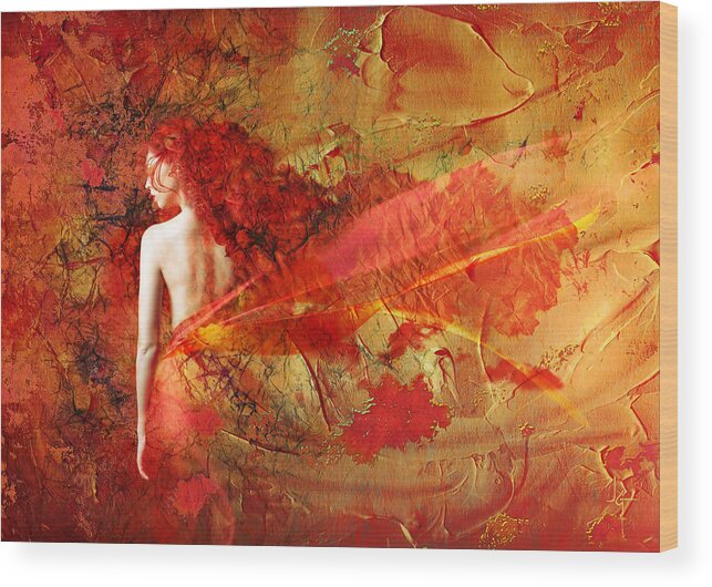 Art Wood Print featuring the painting The Fire Within by Jacky Gerritsen