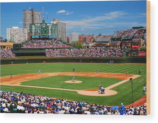 Wrigley Wood Print featuring the photograph The Friendly Confines by James Kirkikis