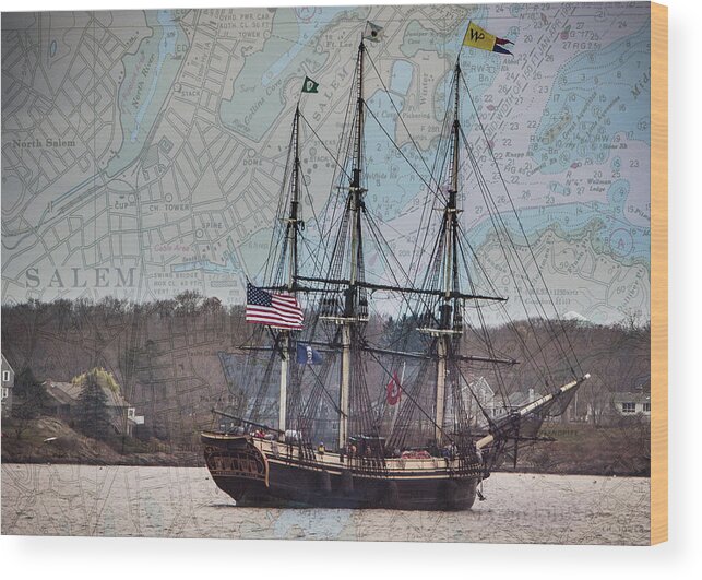 Salem Wood Print featuring the photograph The Friendship sails home to Salem by Jeff Folger