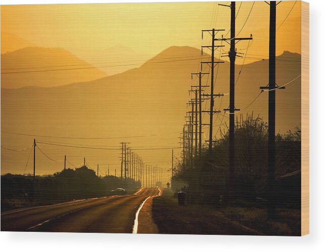 Road Wood Print featuring the photograph The Golden Road by Matt Quest