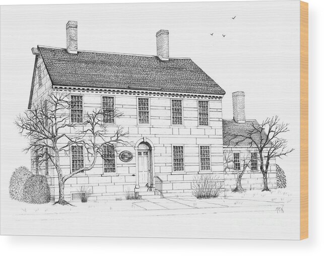 Architectural Drawings. Technical Illustrations. Historical Landmark Wood Print featuring the drawing The Jillson House by Michelle Welles