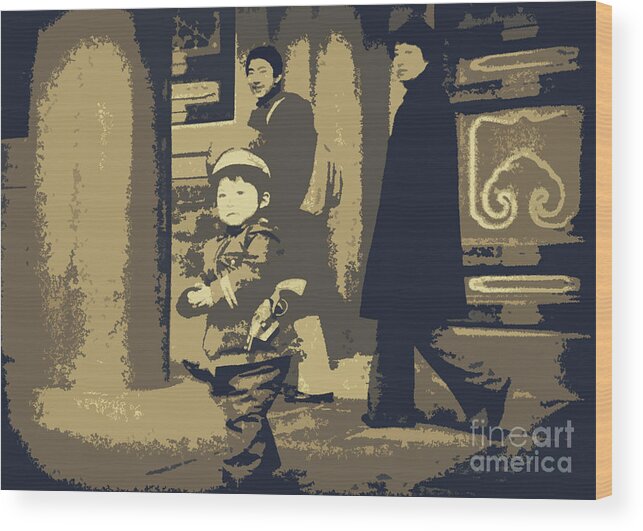 Chinese Art Wood Print featuring the photograph The Little Chinese Soldier by Lydia Holly