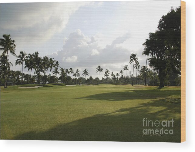 Golf Wood Print featuring the photograph The Lyford Cay Club 18th hole by Jan Daniels