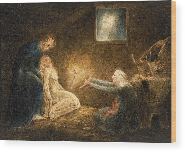 William Blake Wood Print featuring the painting The Nativity by William Blake