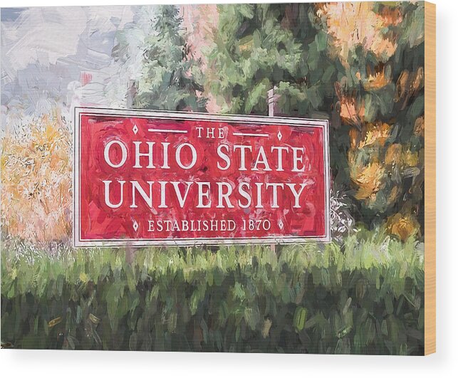 Osu Wood Print featuring the painting The Ohio State University by Ike Krieger