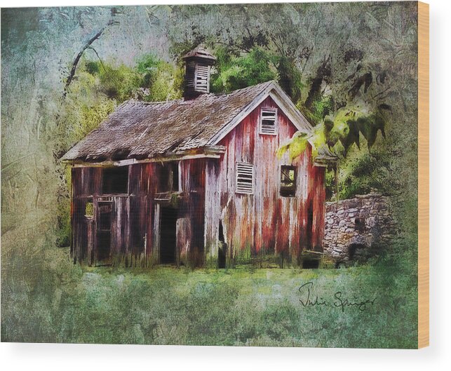 Julia Springer Wood Print featuring the photograph The Old Barn by Julia Springer